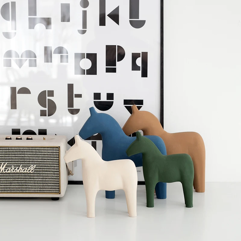 Home Office Work Table - Adornos Nórdicos de Caballo de Madera,