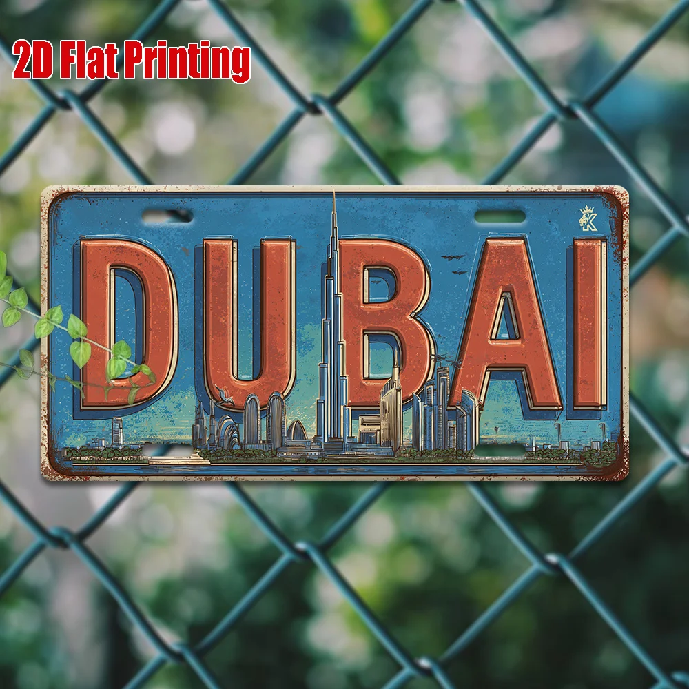 Home Office Dubai - Placa de matrícula de aluminio vintage