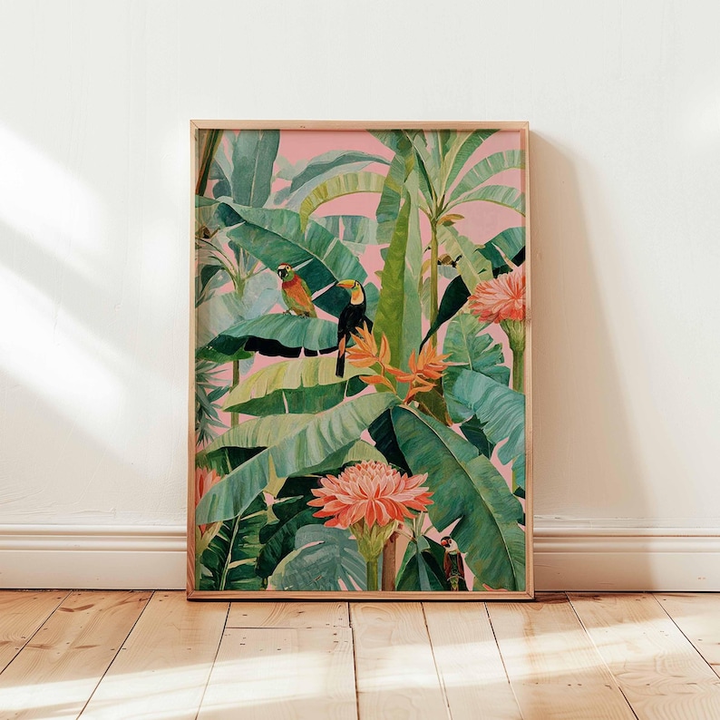 Póster de lienzo tropical retr - Home Office Or reseña y precio