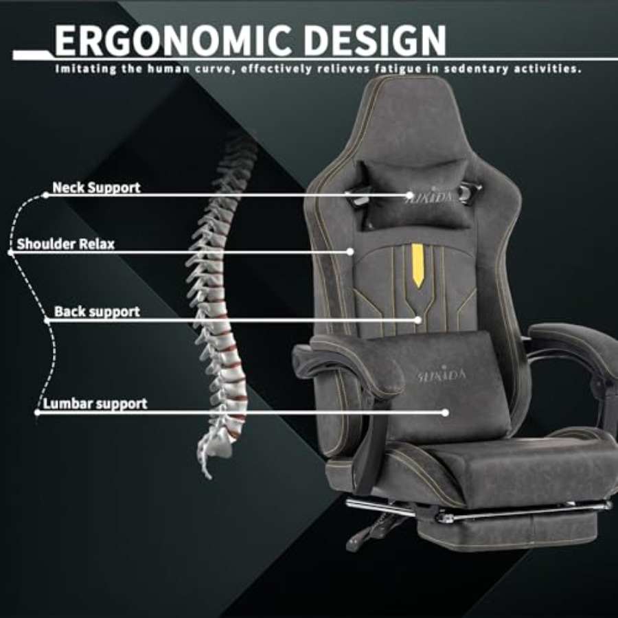 Silla de juego con reposapiés, - Ergonomic Office Chair reseña y precio