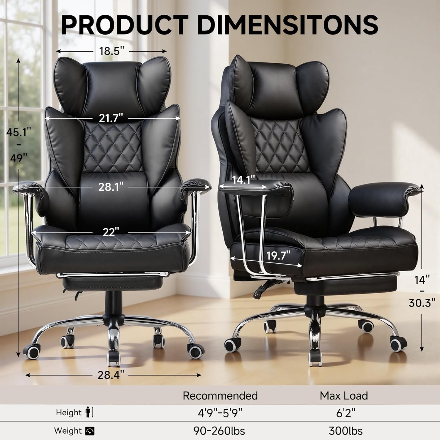 Silla de Oficina Grande y Alta - Ergonomic Office Chair reseña y precio